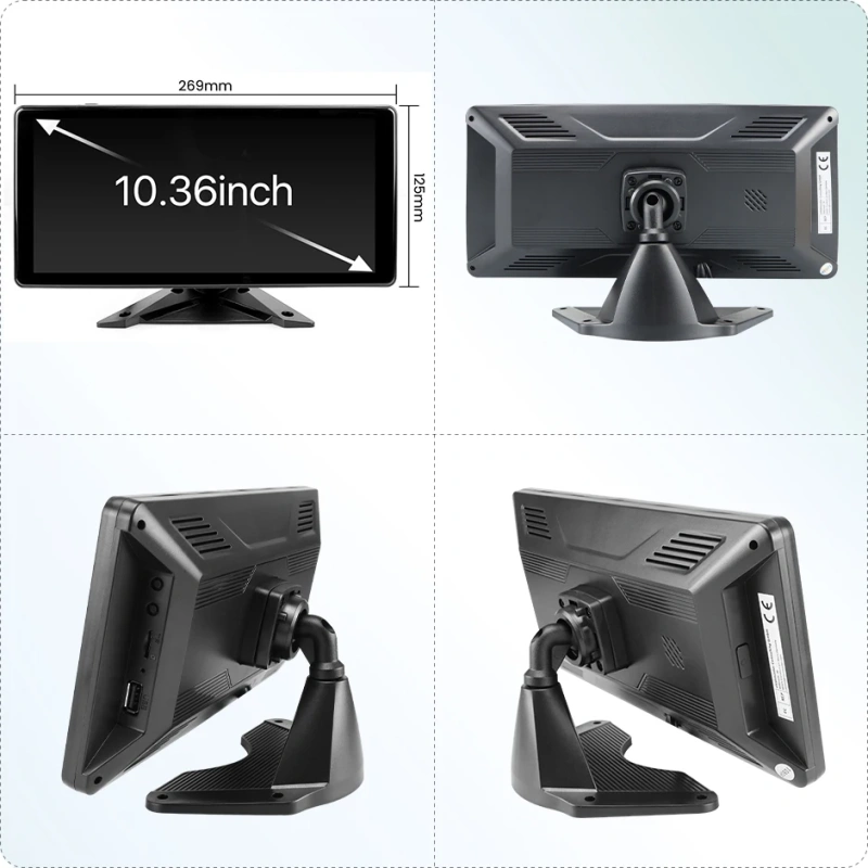 GreenYi 10.36" DashCam GPS Navigation Wireless Apple Carplay and Android-Auto Blind Spot Detect BSD DVR Record Monitor IR Camera