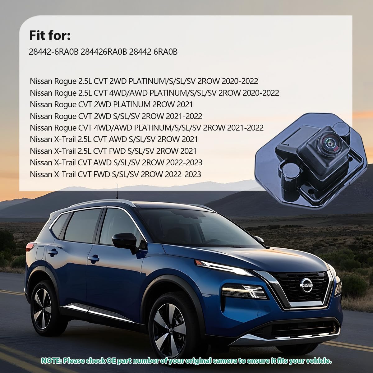 28442-6RA0B OE Park Assist Camera Replacement for Nissan Rogue 2.5