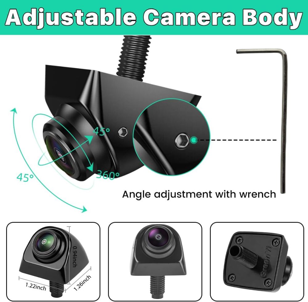 Car Backup Camera with Dynamic Trajectory Guide Line, GreenYi AHD1080P Reverse Rear View Cam, Adjustable Fisheye Lens, Waterproof Night Vision 170 Degree Wide View