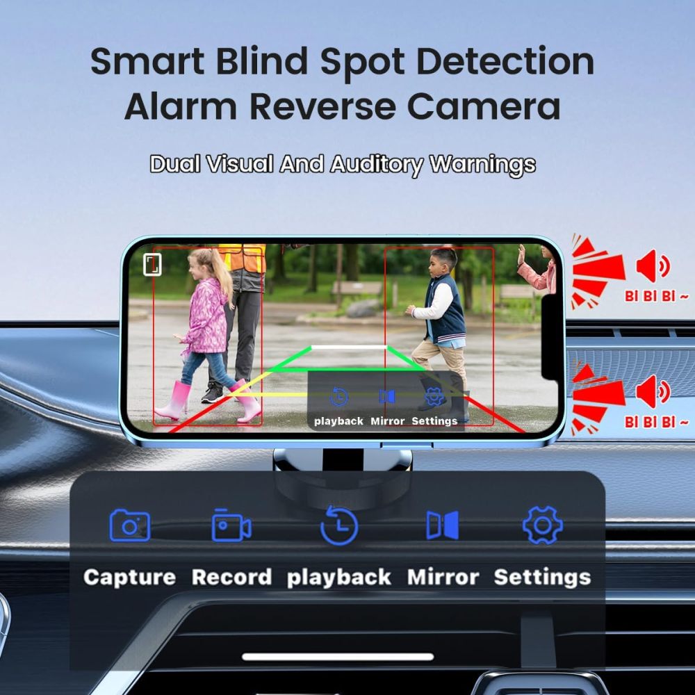 BSD WiFi Solar Magnetic Hitch Camera, GreenYi Wireless 720P Blind Spot Detection Backup Cam with Rechargeable Battery for iPhone iPad Android Phone Tablet, Hitching of Trailer, Fifth Wheels, Camper