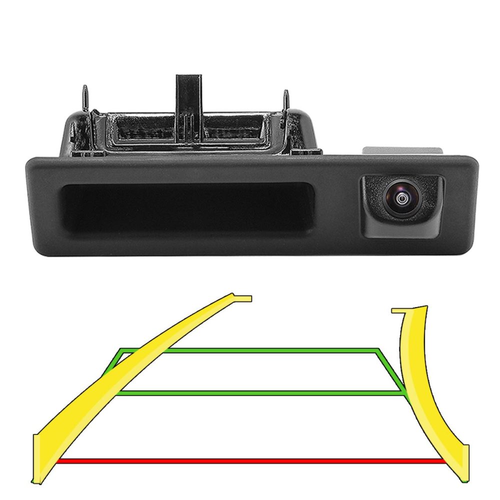 GreenYi AHD 1080P Dynamic Trajectory Trunk Handle Backup Camera, for BMW 3 5 Serise X1 X3 X4 X5 F10 F11 F25 F30 F31 E60 E61 E70 E71 E72 E82 E84 E88 E90 E91 E92 E93 2011-2015, Reverse Rear View Cam