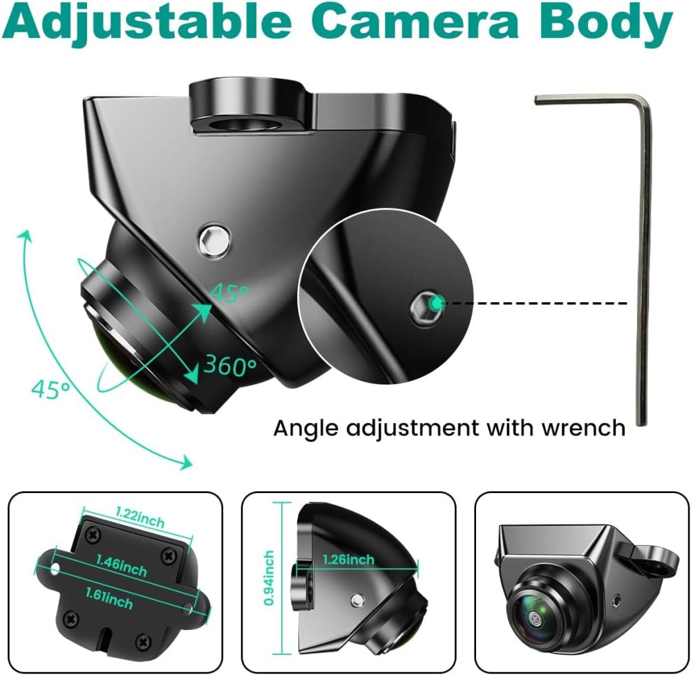 AHD1080P Backup Camera with Video Format Switch Button, GreenYi Reverse Rear/Front/Side View Cam, Adjustable Fisheye Lens, Waterproof Night Vision 170 Degree Wide View