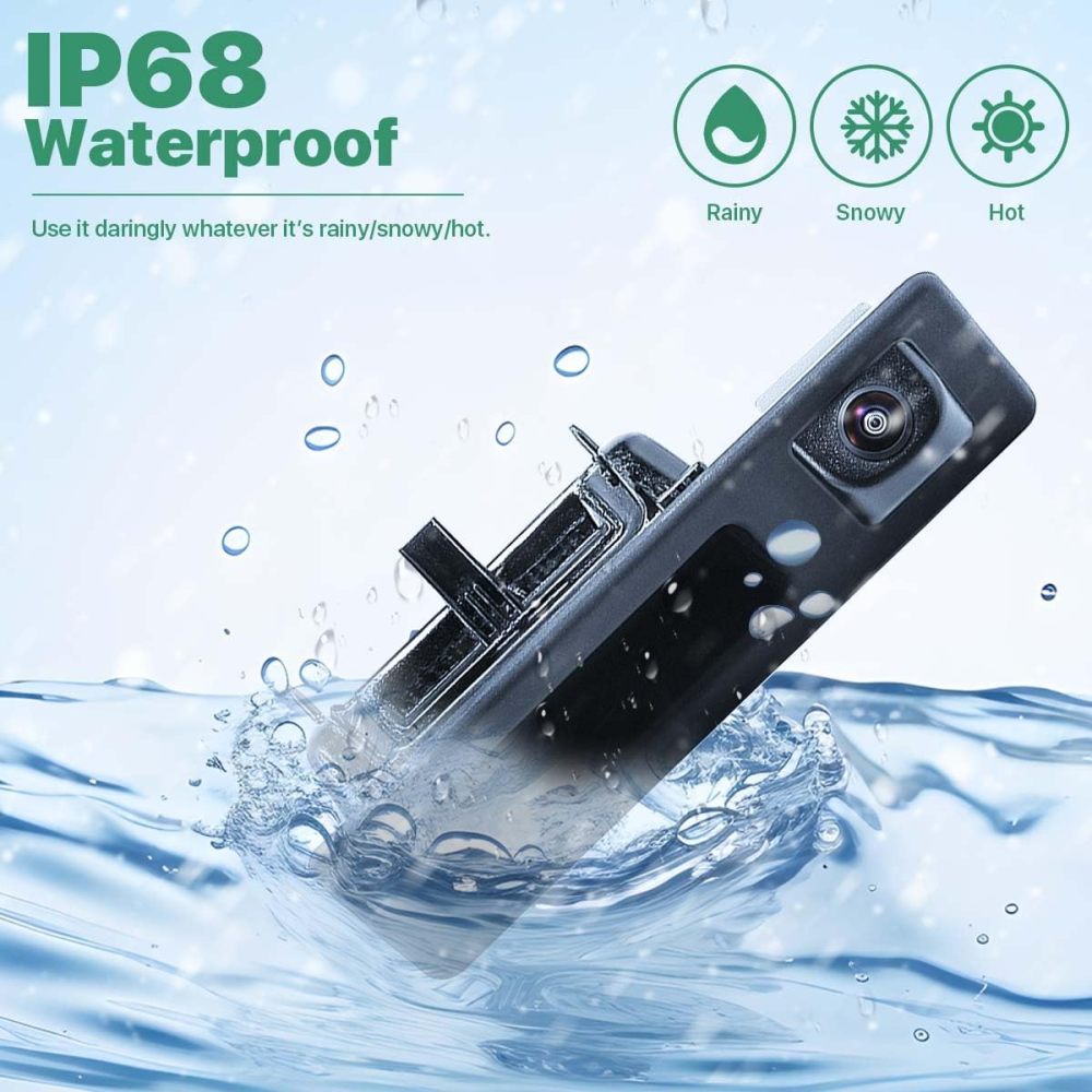 GreenYi AHD 1080P Dynamic Trajectory Trunk Handle Backup Camera, for BMW 3 5 Serise X1 X3 X4 X5 F10 F11 F25 F30 F31 E60 E61 E70 E71 E72 E82 E84 E88 E90 E91 E92 E93 2011-2015, Reverse Rear View Cam