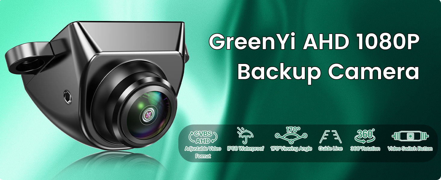 AHD1080P Backup Camera with Video Format Switch Button, GreenYi