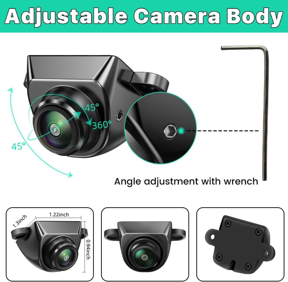 GreenYi Car Backup Camera with Dynamic Trajectory Guide Line, AHD1080P Reverse Rear View Cam, Adjustable Fisheye Lens, Waterproof Night Vision 170 Degree Wide View