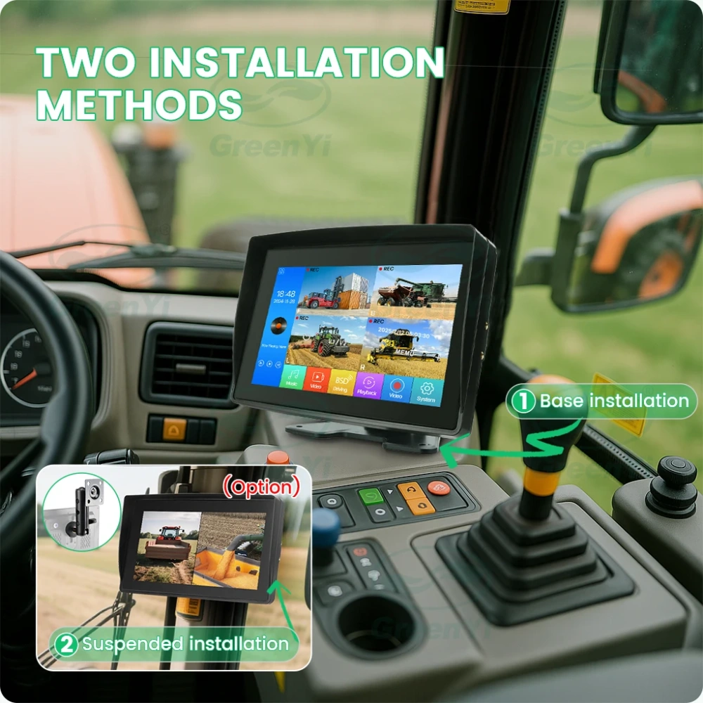 9'' AHD 4 Channel Waterproof Blind Spot BSD Alarm DVR Recorder Monitor For Forklift Excavator Agricultural SUV Engineering Vehic