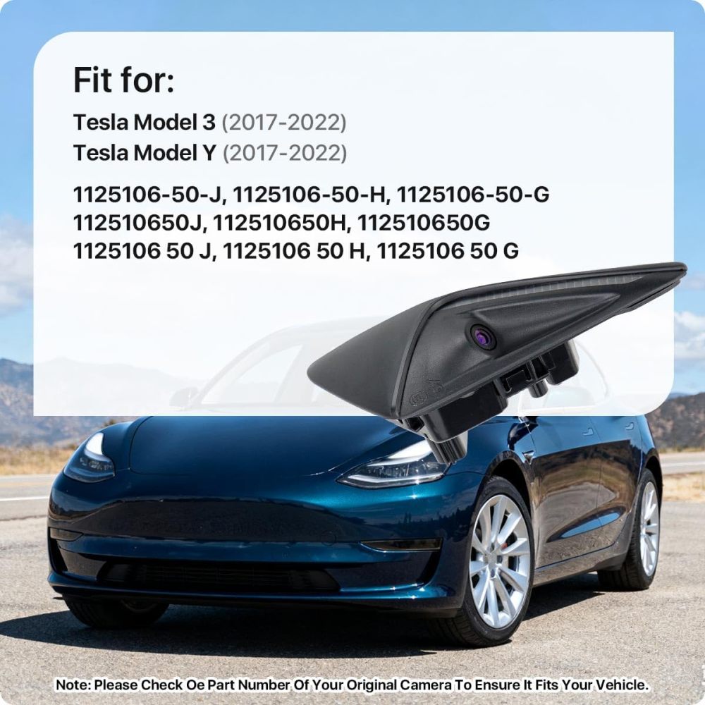 1125106-50-J Front Left Side Fender Camera Replacement for Tesla Model 3 2017-2022 & Tesla Model Y 2017-2022, OE Trun Signal Repeater Wing Cam Replaces 1125106-50-H, 1125106-50-G by GreenYi