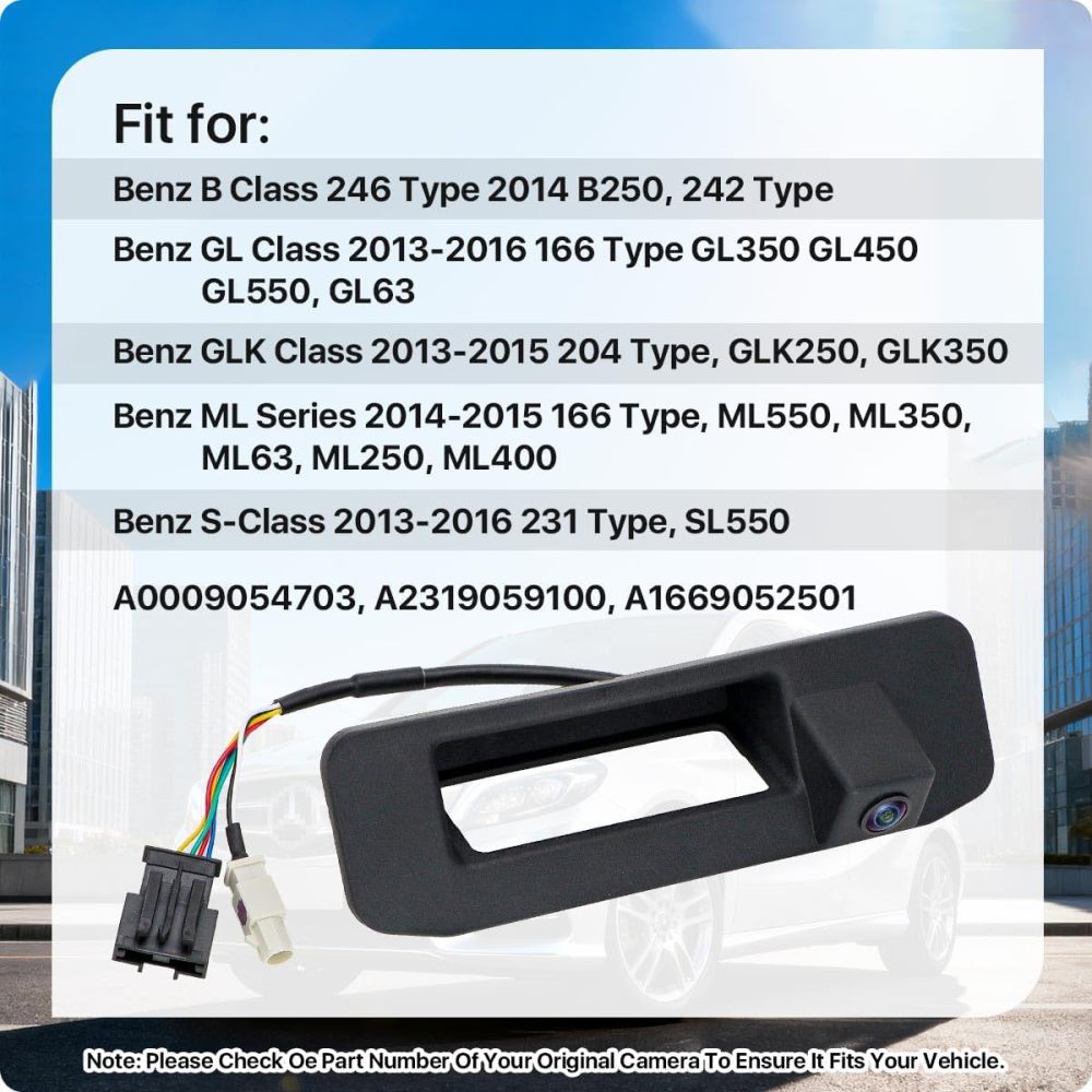 A0009054703 Rear View Trunk Handle Camera Replacement for Mercedes Benz B Class B250 GL Class GL450 X166 GLK Class GLK250 ML63 S-Class SL550, OE Backup Cam Replaces A2319059100, A1669052501 by GreenYi