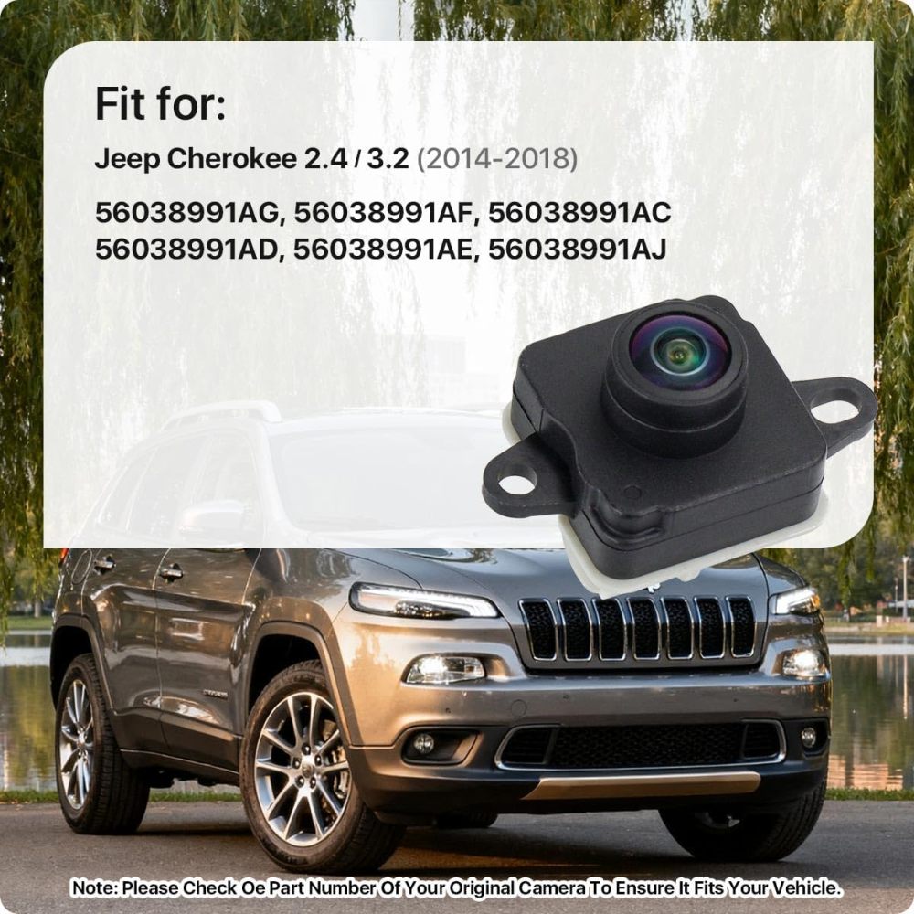 56038991AG Rear View Camera Replacement for Jeep Cherokee 2.4/3.2 2014-2018, OE Backup Cam Replaces 56038991AF, 56038991AC, 56038991AD, 56038991AE, 56038991AJ, 56038991AK by GreenYi