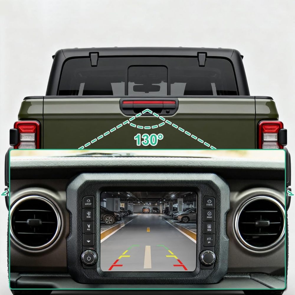 04672585AA Rear View Camera Replacement for Jeep Wrangler Gladiator 2018-2021, OE Backup Cam Replaces 04672585AB, 4672585AA, 4672585AB by GreenYi