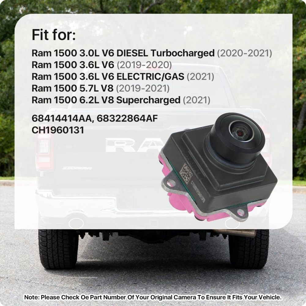68414414AA Rear View Camera Replacement for Ram 1500 2019 2020 2021, OE Backup Cam Replaces 68322864AF, CH1960131 by GreenYi