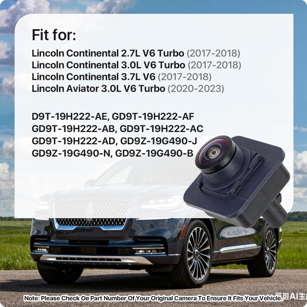 GD9T-19H222-AE Front Grille Camera Replacement for Lincoln Continental 2017-2018 & Lincoln Aviator 2020-2023, OE Cam Replaces GD9T-19H222-AF, GD9T-19H222-AB, GD9Z-19G490-J, GD9Z-19G490-N by GreenYi
