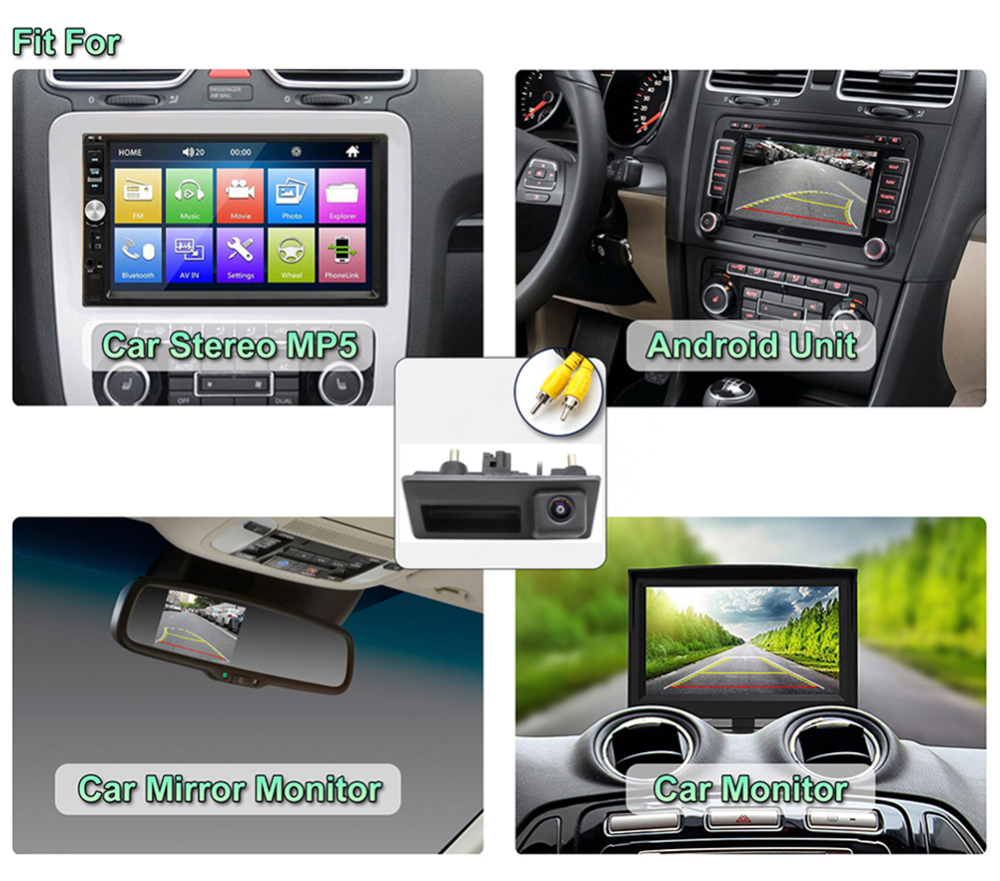 HD 720P Vehicle Backup Camera for Audi A4L A5 A3 Q3 Q5 RS6 for VW Passat Tiguan Jetta Sharan Touareg Lavida Skoda, Car Rear View Trunk Handle Camera