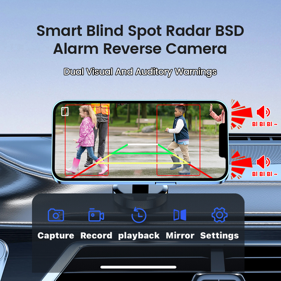 Iphone/Andrio 2K Video Wireless WiFi APP BSD Car Reverse Backup Camera Vehicle DVR Dash Camera For Truck/RV/Camper/Trailer