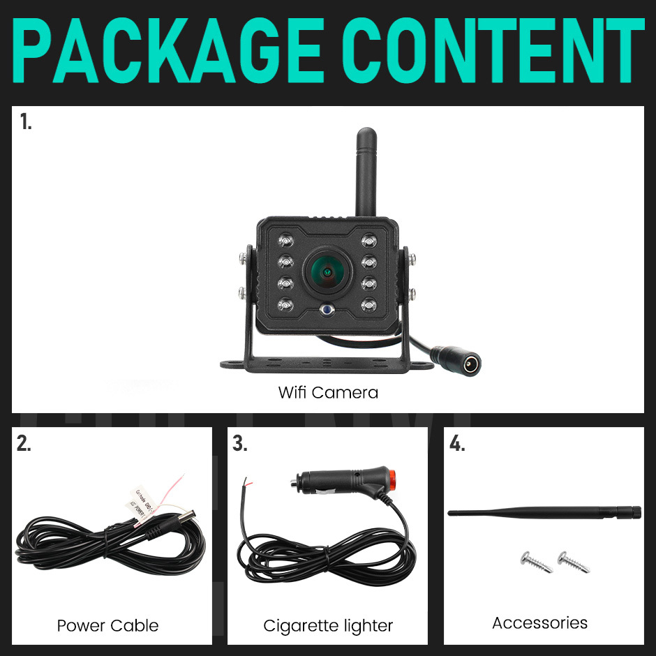 GreenYi AHD 720P WiFi Wireless BSD Backup Camera DVR for Truck RV Trailer, Rechargeable, Works with iPhone Android