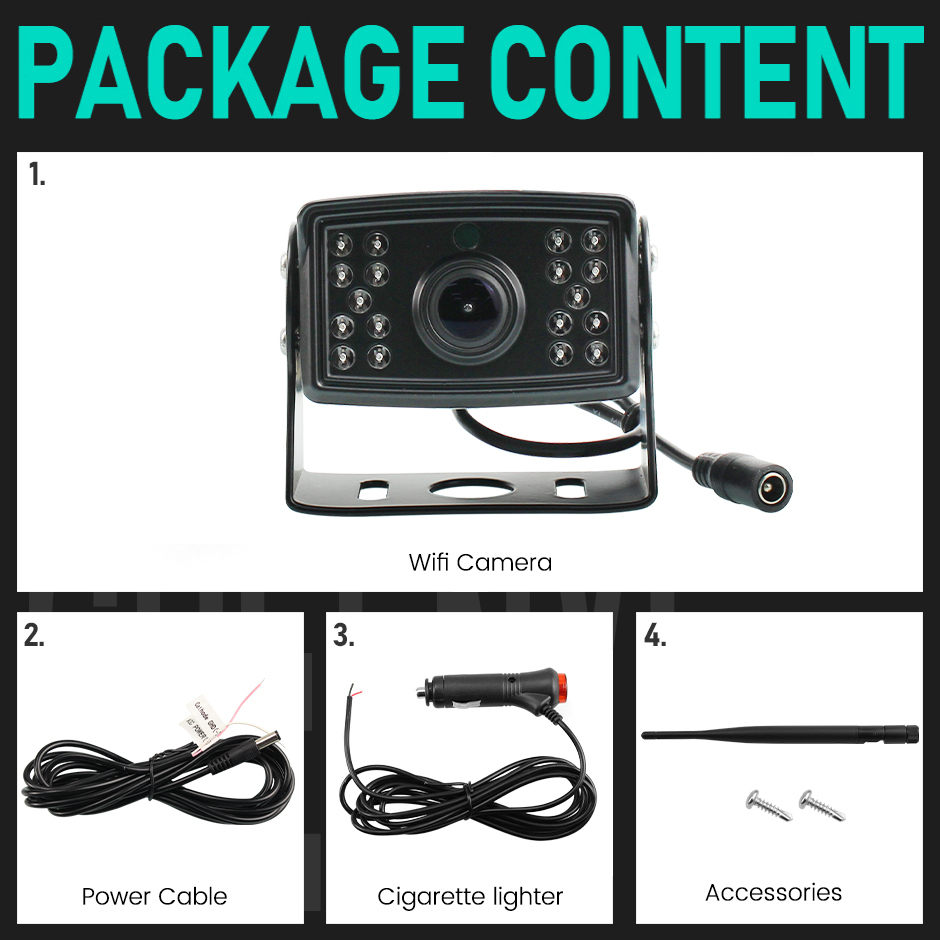 Iphone/Andrio 2K Video Wireless WiFi APP BSD Car Reverse Backup Camera Vehicle DVR Dash Camera For Truck/RV/Camper/Trailer