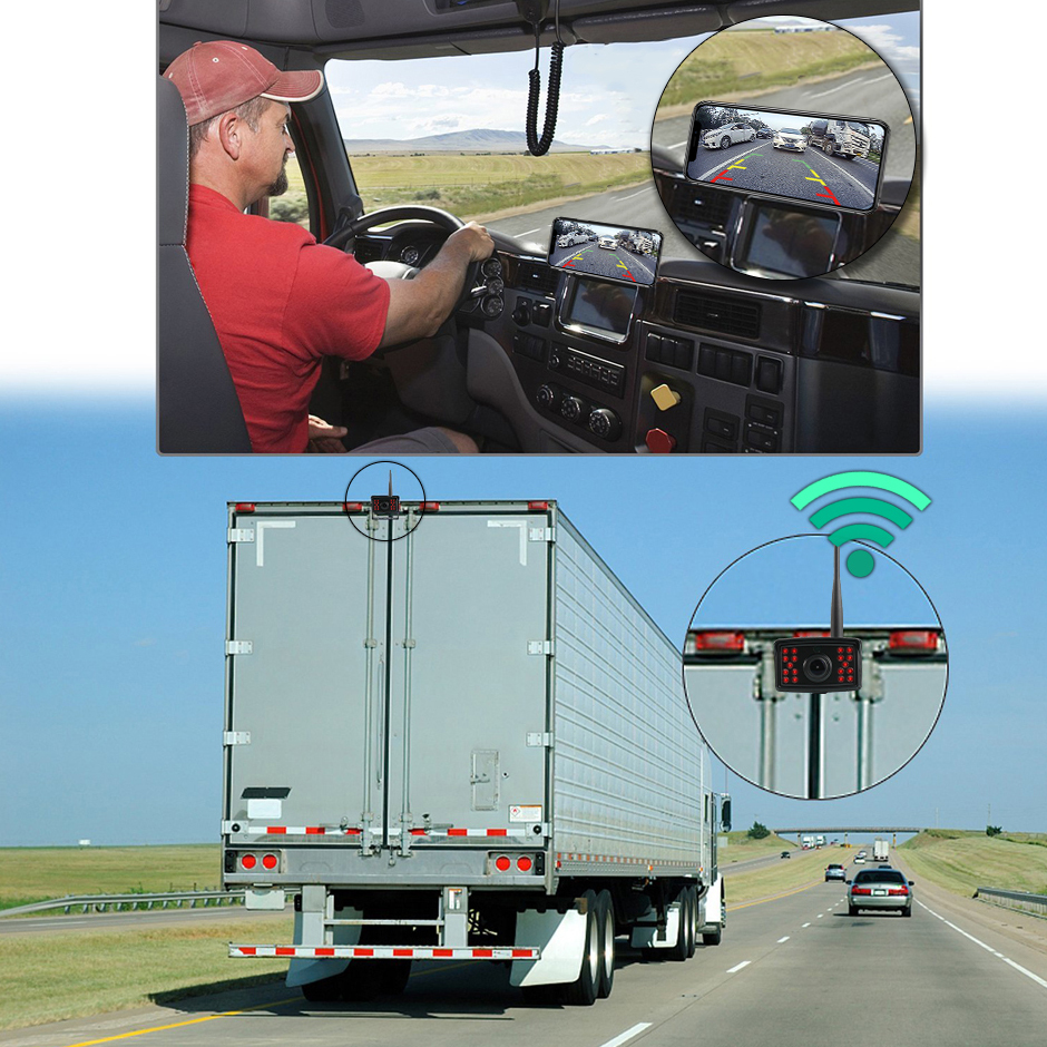 Iphone/Andrio 2K Video Wireless WiFi APP BSD Car Reverse Backup Camera Vehicle DVR Dash Camera For Truck/RV/Camper/Trailer