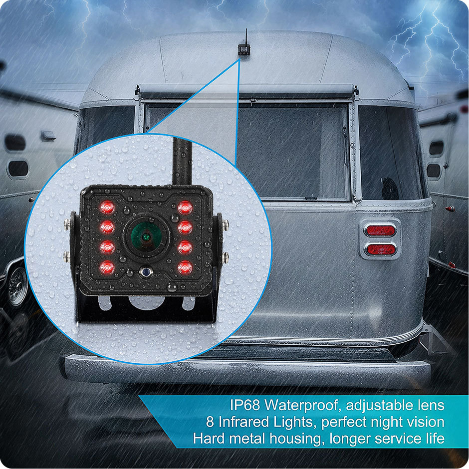 GreenYi AHD 720P WiFi Wireless BSD Backup Camera DVR for Truck RV Trailer, Rechargeable, Works with iPhone Android