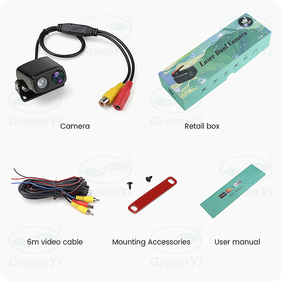 GreenYi AHD Laser Projection HD Car Rear View Camera 170° Fisheye Lens Full HD Night Vision Waterproof Universal Backup Camera