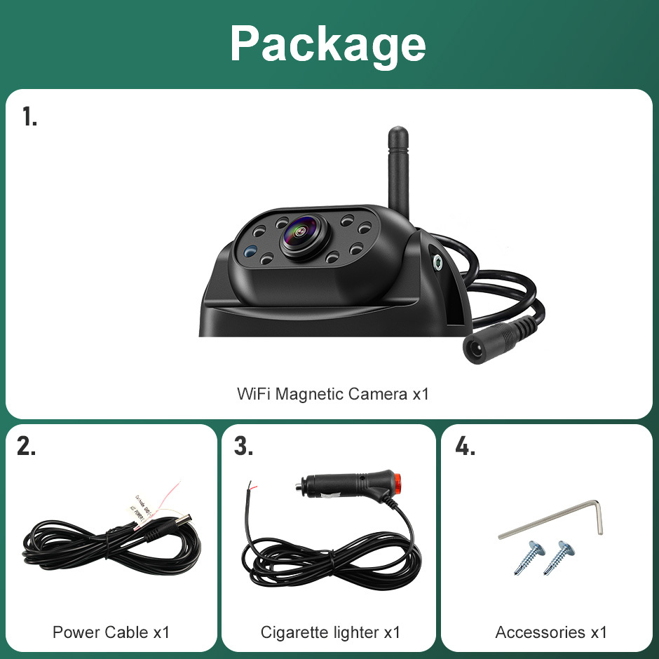 GreenYi 5G WiFi Magnetic Hitch Wireless Rear View Camera Night Vision Adjustable Angle for Trailer RV Truck Car for iPhone Andro