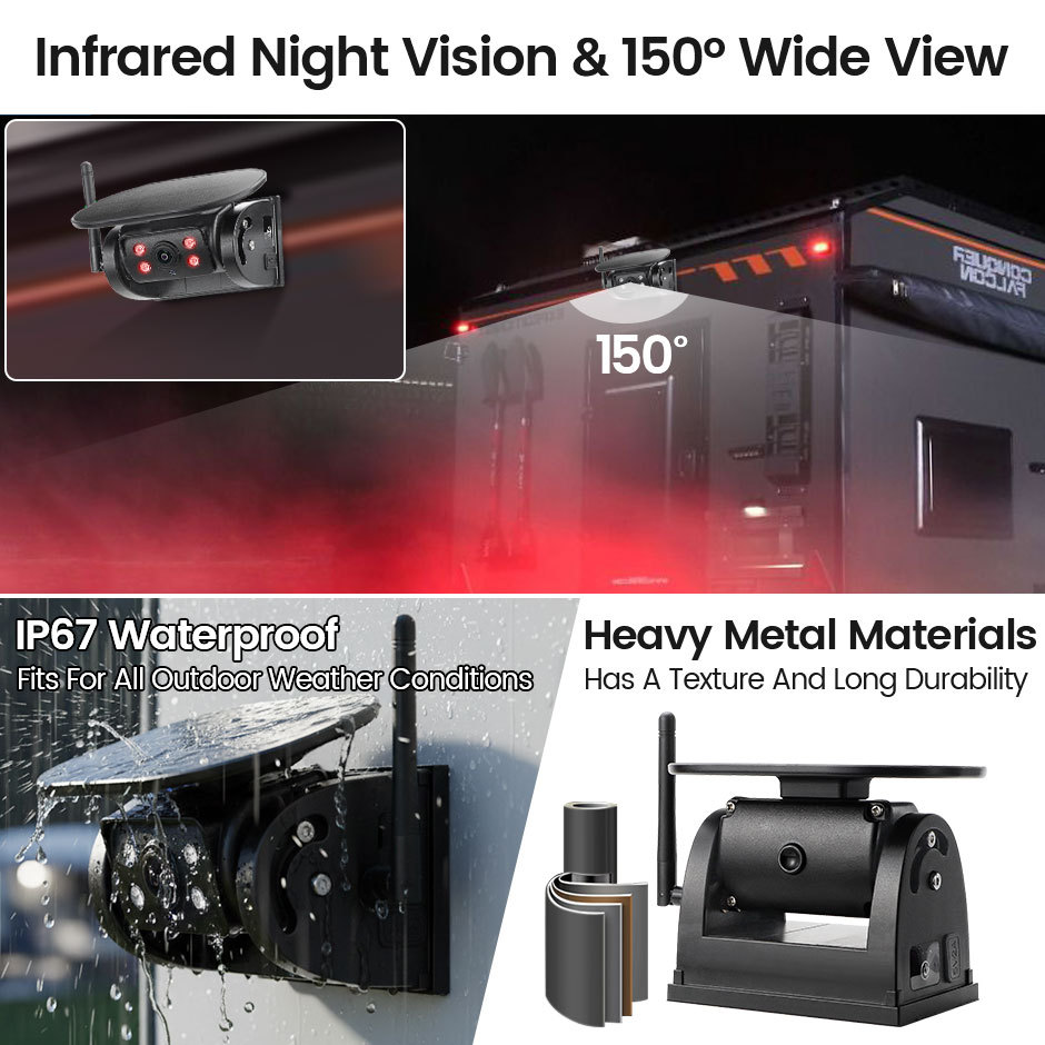 Wireless WiFi Solar Power Magnetic Truck Camper Car Reverse Backup Camera With Built-In 9600mAh Battery For iPhone Android Phone