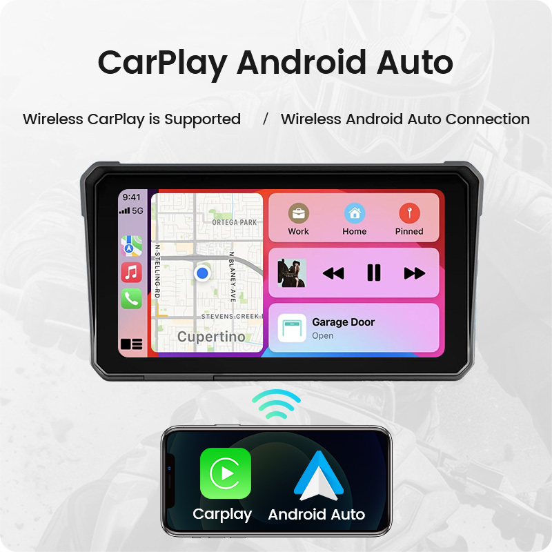 GreenYi 6'' Motorbike PND for Motocycle Multimedia Player GPS Navigation Wireless CarPlay Android Auto Display DVR Dash Cam TPMS Monitor