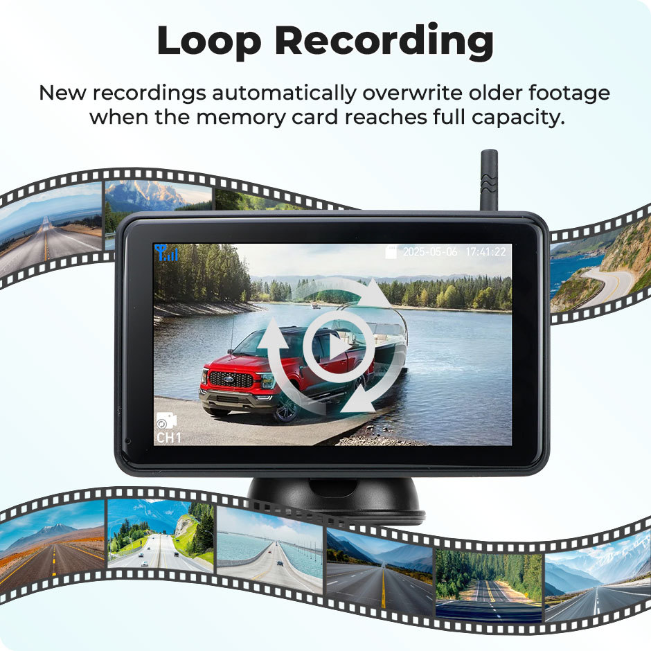2 Magnetic Solar Charging Wireless Parking Camera with 7'' DVR Monitor BSD Blind Spot Alarm, for Trucks/RV/Trailer/Forklift