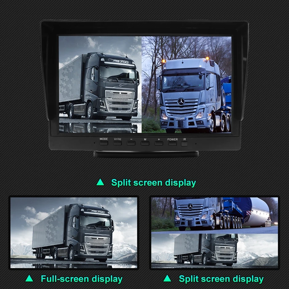 GreenYi 10 inch 4CH AHD Recorder DVR Car Monitor Vehicle Truck Night Vision Rear View Camera Support SD Card Recording