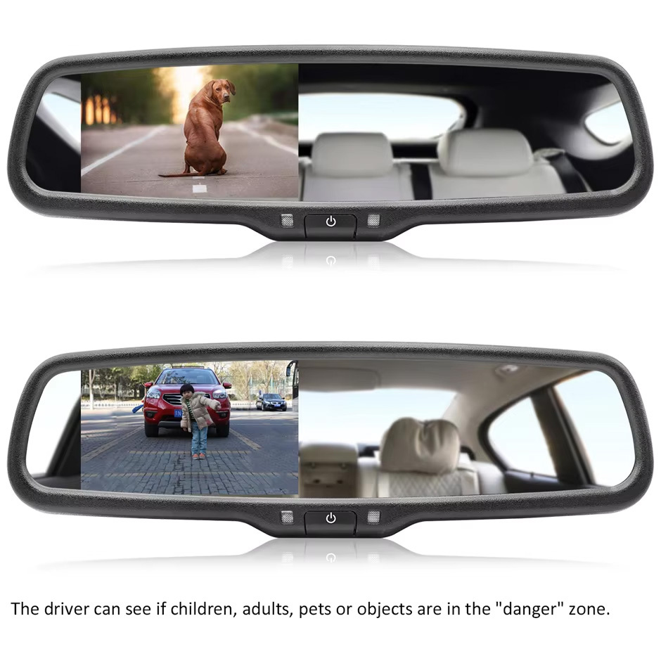GreenYi 4.3 inch TFT LCD Car Rear View Mirror Monitor with Special Original Bracket 2 Video Input for Parking Assitance