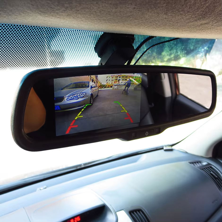 GreenYi 4.3 inch TFT LCD Car Rear View Mirror Monitor with Special Original Bracket 2 Video Input for Parking Assitance