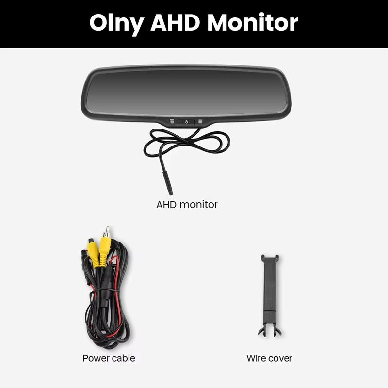 GreenYi AHD Car Rear View Mirror with Monitor 1000cd 4.3 inch Special Original Bracket Support 2 1080P Camera
