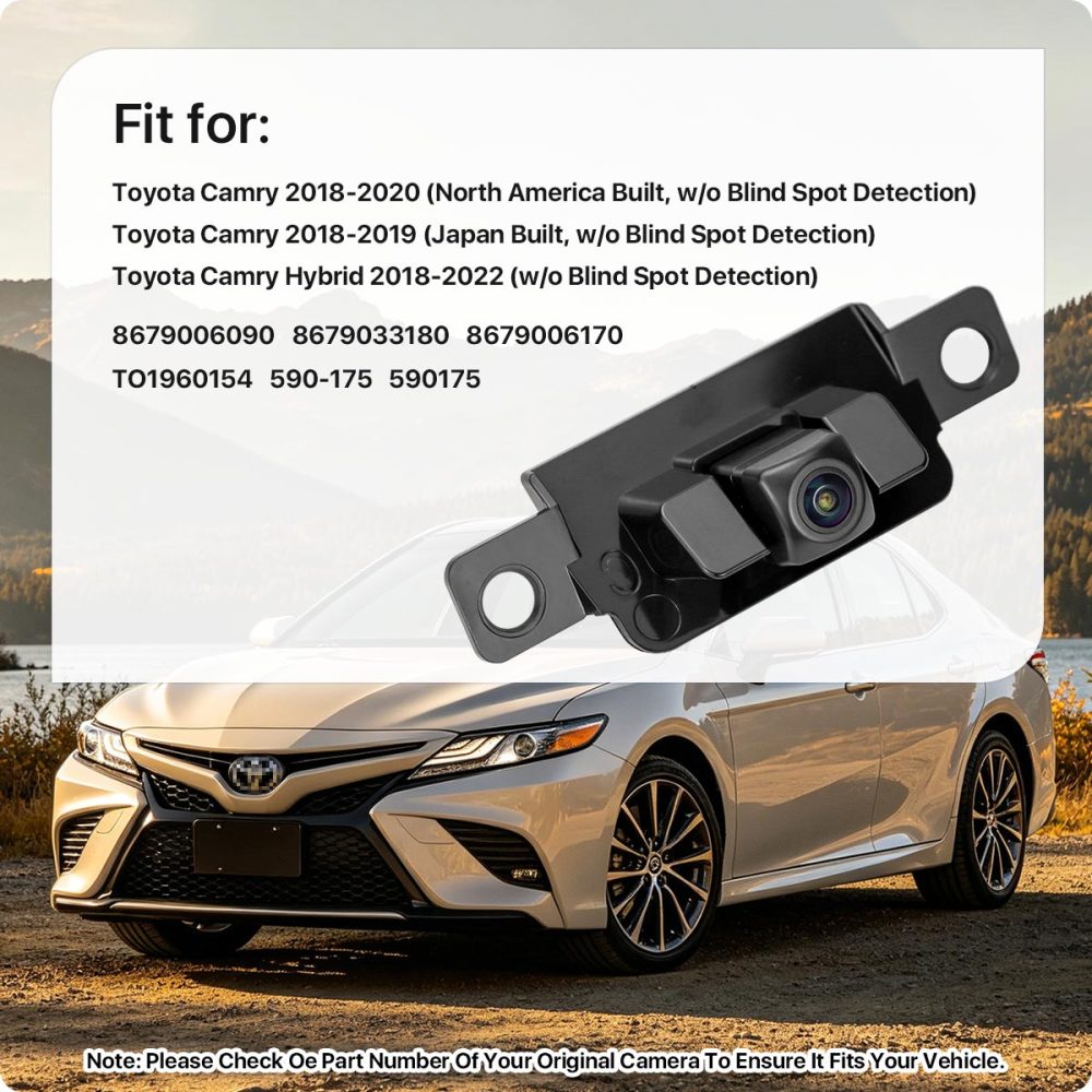 8679006090 Rear View Camera Replacement for Toyota Camry 2018-2022(w/o Blind Spot Detection), OE Backup Cam Replaces 8679033180, 8679006170, TO1960154, 590-175, 590175 by GreenYi
