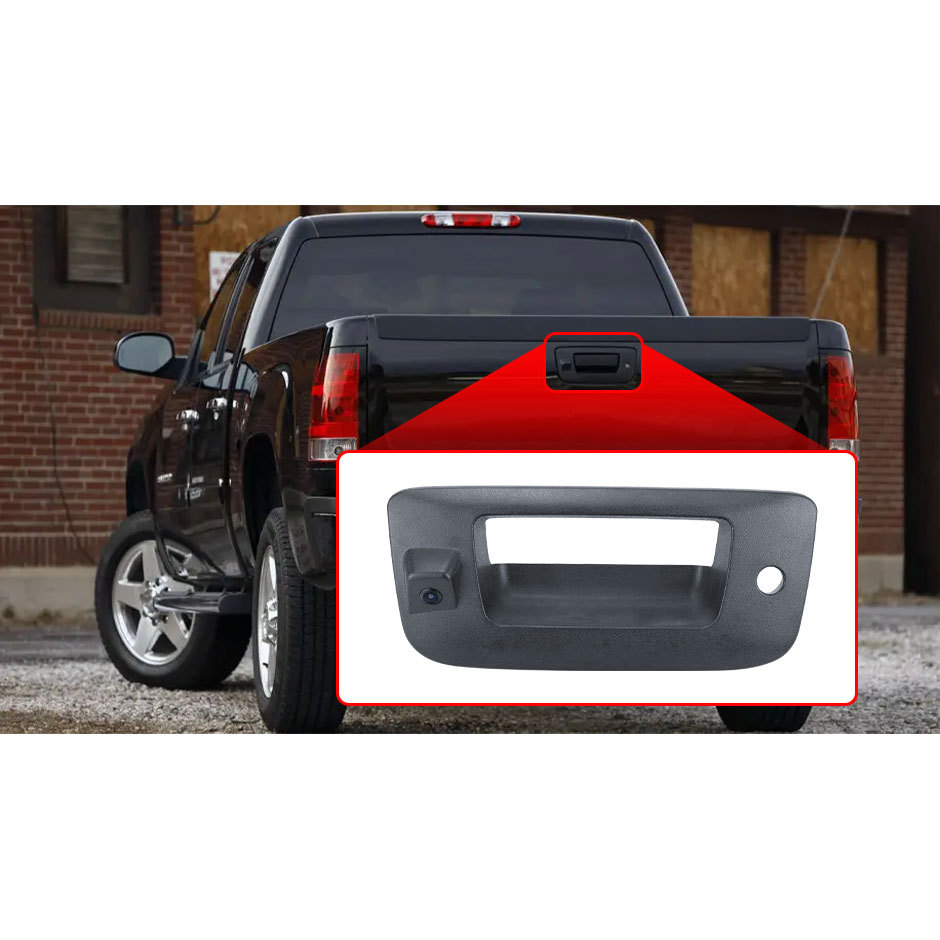 Tailgate Handle Backup Camera Compatible with 2007-2014 Chevy Silverado GMC Sierra 1500 2500 3500 HD with Waterproof Rear View Camera with Keyhole, Tailgate Handle Backup Kit Replaces# 22755304