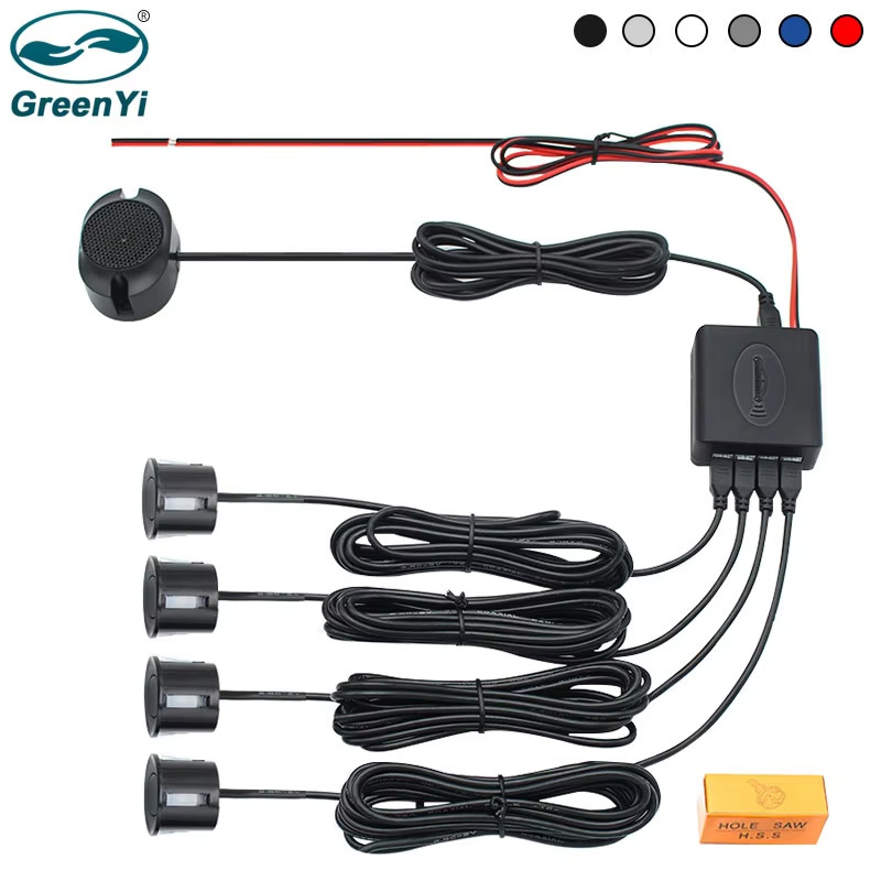 GreenYi 22mm 4PCS Sensors + Buzzer Car Parking Sensor Kit Reversing Radar Sound Alert Indicator Probe System DC 12V Universal