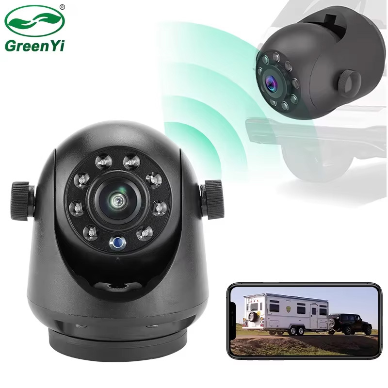 GreenYi WiFi 5G Fisheye Lens IR Night Vision Wireless Rear View Camera Magnetic Hitch for RV Truck for iPhone Android