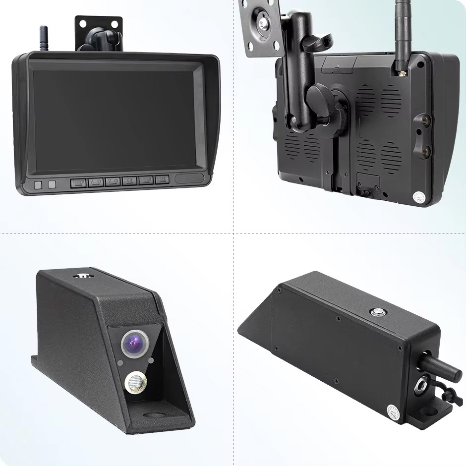 Digital Wireless 7 Inch DVR Monitor Laser Positioning Magnetic Battery 1080P Forklift Front View Camera BSD Radar Kit