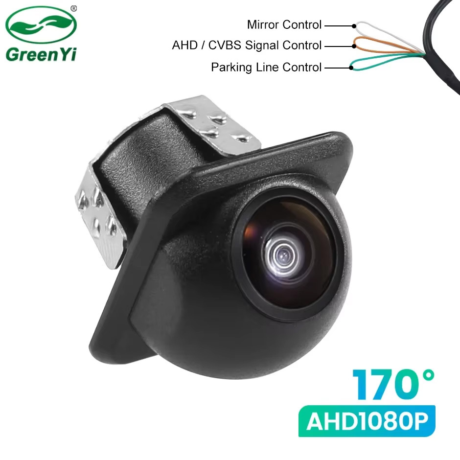 GreenYi AHD Vehicle Car Rear Front Side View Camera 170° Fisheye HD Night Vision Waterproof Straw Hat Camera Drill Bit Included