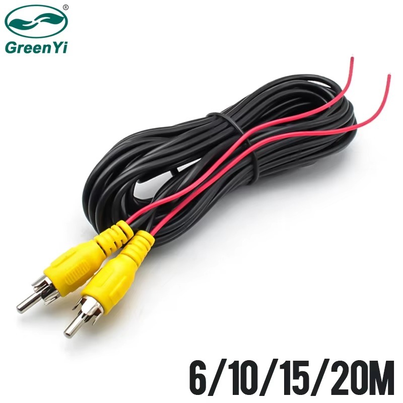 GreenYi AV RCA Cable 6M 10M 15M 20M for Rear View Camera with Video Trigger Wire Connecting Car Parking Rearview Monitor