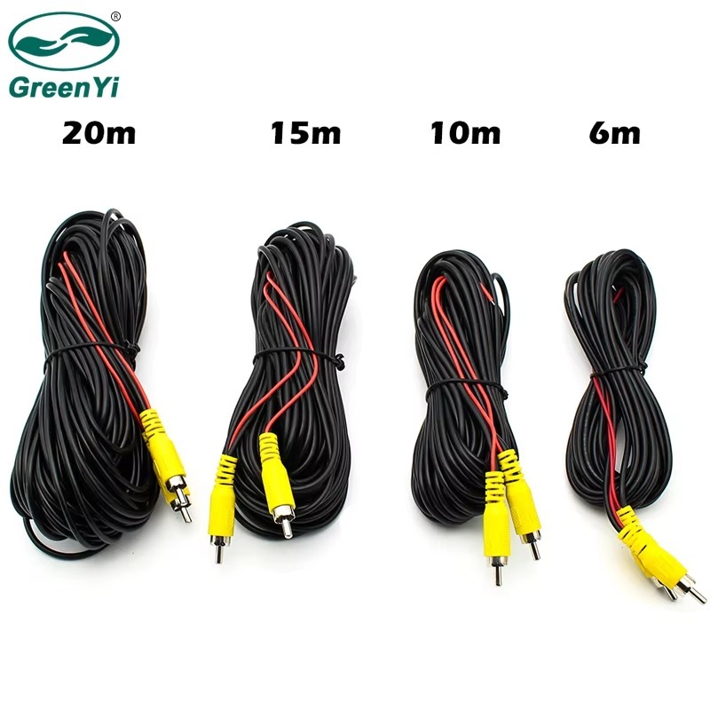 GreenYi AV RCA Cable 6M 10M 15M 20M for Rear View Camera with Video Trigger Wire Connecting Car Parking Rearview Monitor