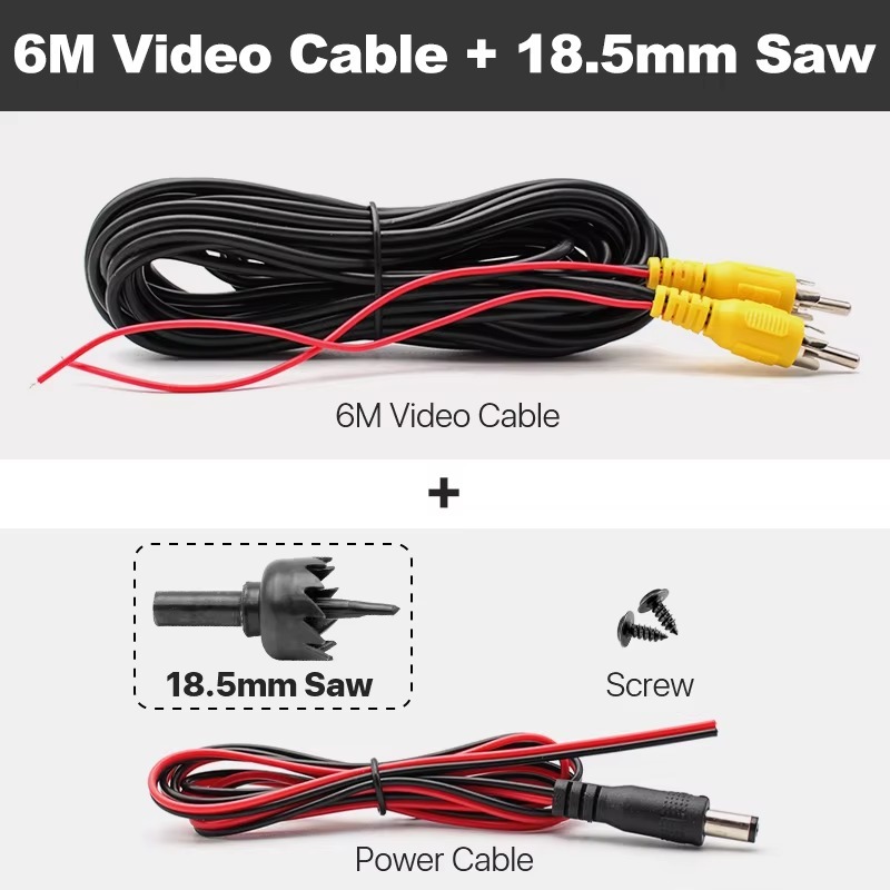 GreenYi AV RCA Cable 6M 19.7ft for Rear View Camera with Video Trigger Wire Connecting Car Parking Rearview Monitor