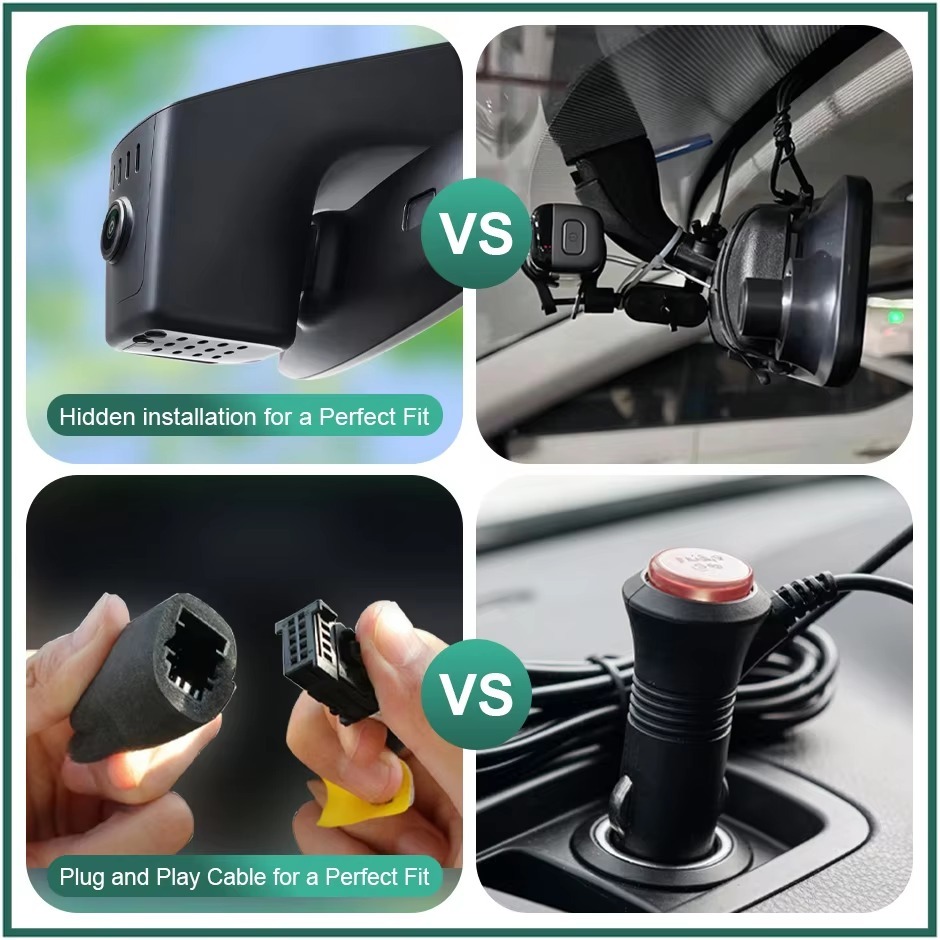 Plug and Play Hidden 4K WiFi Dash Cam Car DVR Front Rear Camera For Volkswagen VW Touareg 2019-2021