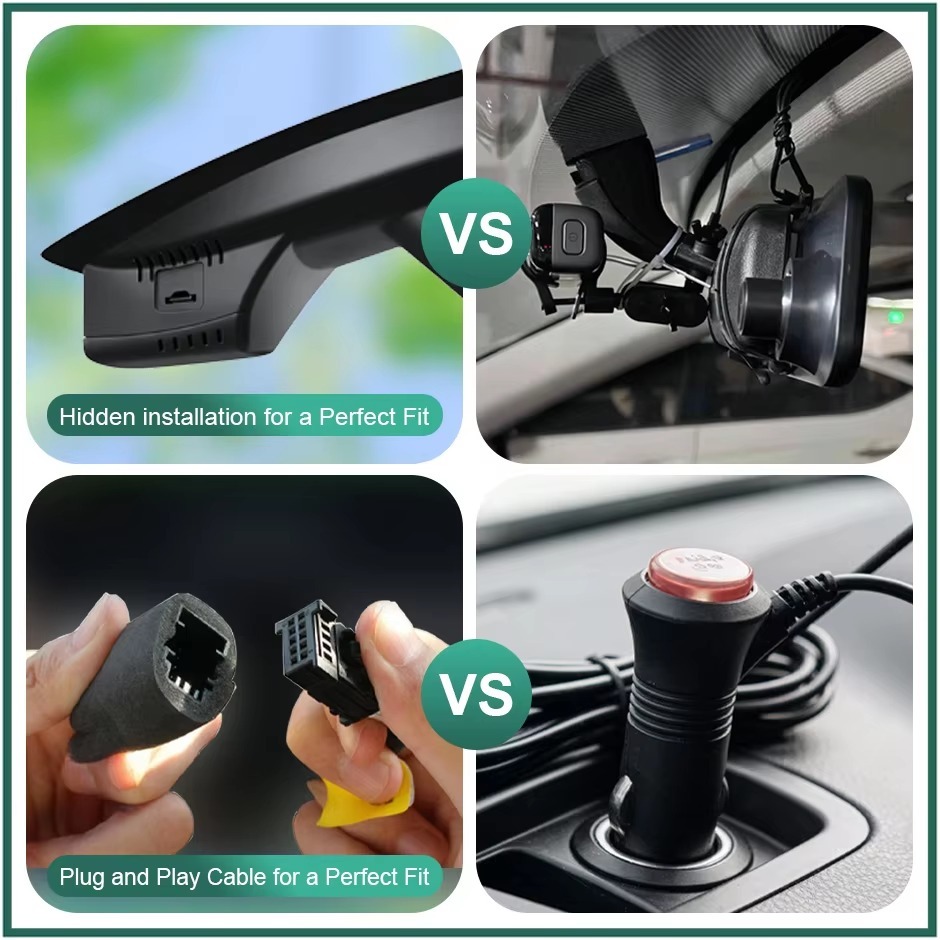 GreenYi Plug and Play Hidden 2K 4K WiFi Dash Cam for Ford EcoSport 2015-2019 Front Rear DVR Camera