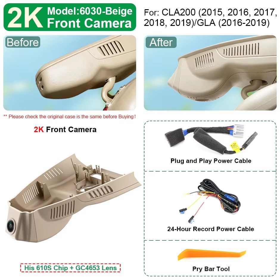 Plug and Play Hidden 4K Dash Cam Car DVR Camera For Mercedes Benz CLA C117 W117 GLA X156 W176 GLA 180 200 220 250 2015-2019