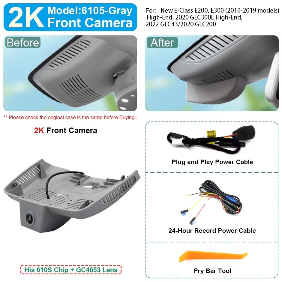 Plug and Play Hidden 4K WiFi Dash Cam Car DVR Front Rear Camera For Mercedes Benz E Class W212 W213 C Class W205 S205 GLC X253