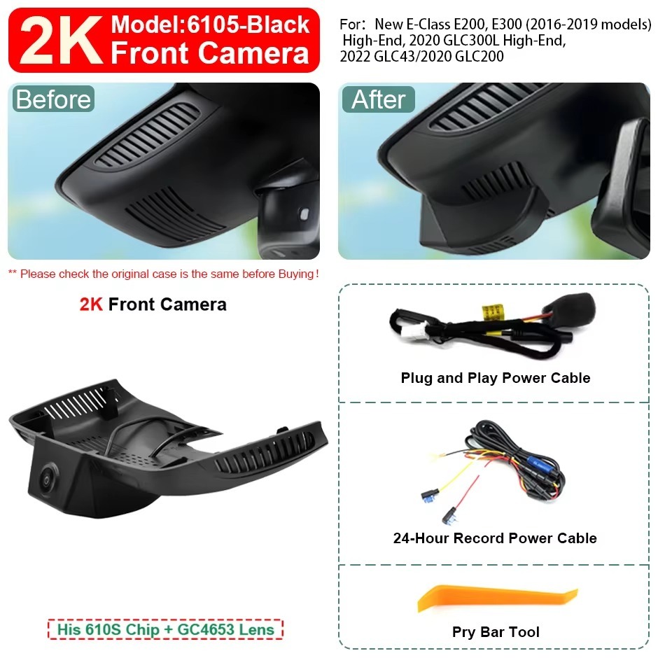 Plug and Play Hidden 4K WiFi Dash Cam Car DVR Front Rear Camera For Mercedes Benz E Class W212 W213 C Class W205 S205 GLC X253