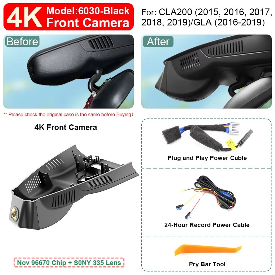 Plug and Play Hidden 4K Dash Cam Car DVR Camera For Mercedes Benz CLA C117 W117 GLA X156 W176 GLA 180 200 220 250 2015-2019