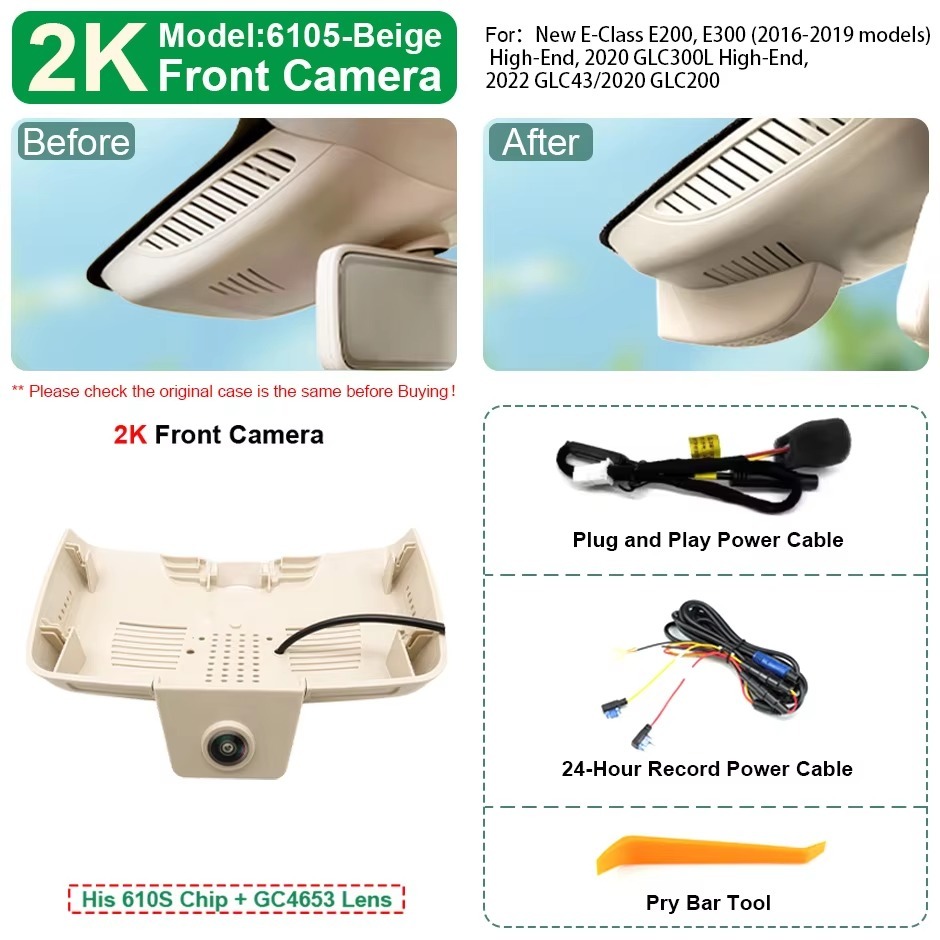 Plug and Play Hidden 4K WiFi Dash Cam Car DVR Front Rear Camera For Mercedes Benz E Class W212 W213 C Class W205 S205 GLC X253