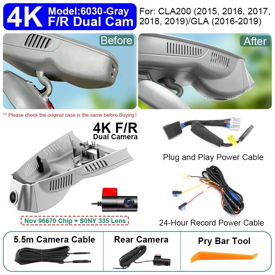 Plug and Play Hidden 4K Dash Cam Car DVR Camera For Mercedes Benz CLA C117 W117 GLA X156 W176 GLA 180 200 220 250 2015-2019