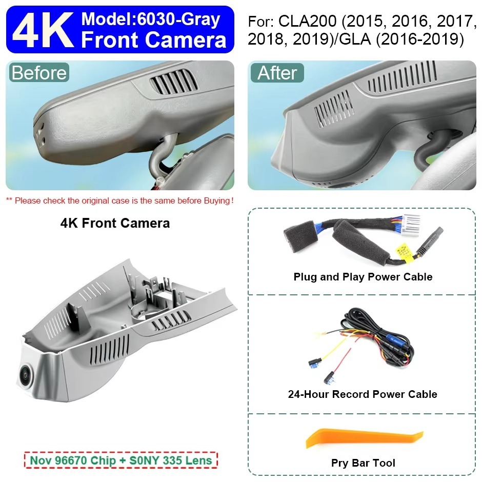 Plug and Play Hidden 4K Dash Cam Car DVR Camera For Mercedes Benz CLA C117 W117 GLA X156 W176 GLA 180 200 220 250 2015-2019