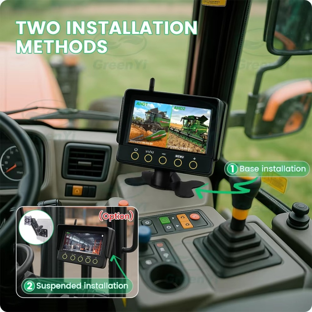 7 Inch Wireless IPS AHD DVR Recorder Waterproof Dustproof Monitor 4CH Camera For Truck Forklift Excavator Agricultural Vehicle